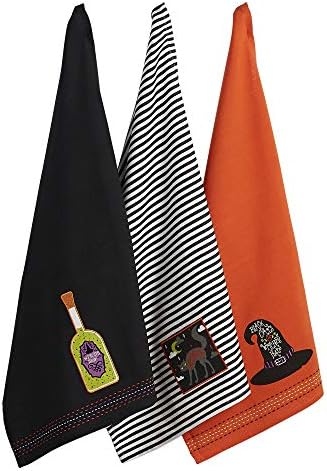 DII Happy Halloween Dishtowel Collection Embellished Cotton Kitchen Hand Towel by DII