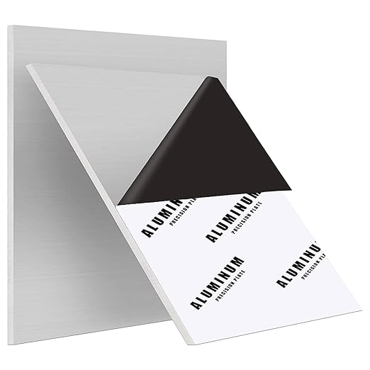 2Pack 6061 Aluminum Sheet Metal - 12 x 12 x 1/8 Inch, Heavy Duty Aluminum Plates with Protective Film, 3MM Thick Flat Plain Panel for Crafting, Structural Framing, Base Plate