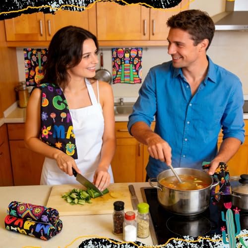 Breling 6 Pack Mexican Kitchen Towels Floral Dish Towel Cinco De Mayo - Image 6