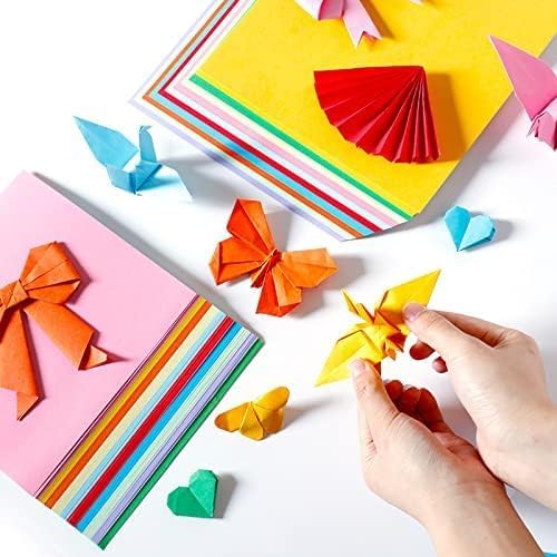 2 Pack 10 Colors Origami Paper Double Sided Color 100 Sheets Square Easy Fold Paper for Beginner (Centimeters, 25x25)