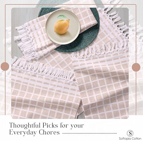 Matrix Dobby Kitchen Towels 12 Pack 100% Cotton, Handmade Knotted Tassel Dish - Image 5