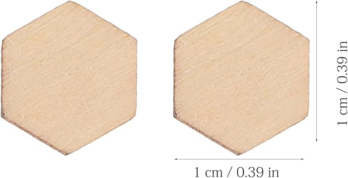 HEALLILY Wood Pieces, 200PCS Hexagon Wood Shape Beech Hexagonal Cutout Shapes Mosaic Tile Ornaments Embellishment DIY Crafts Decorations for Wedding Birthday Christmas (10mm)