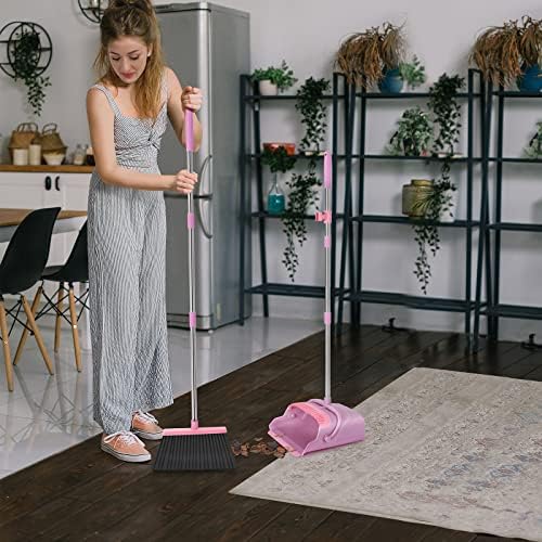 Broom and Dustpan Set for Home, Indoor&Outdoor Sweeping, Stand Up Broom and - Image 6