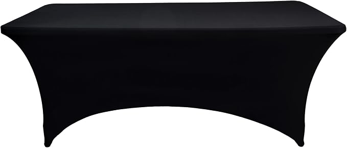 2-Pack 6ft Black Spandex Table Covers - Image 8
