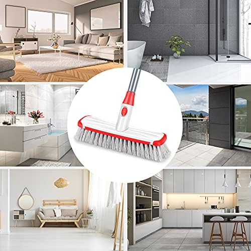 Floor Scrub Brush with Long Handle, Scrubbing Brush Squeegee Broom - Image 7