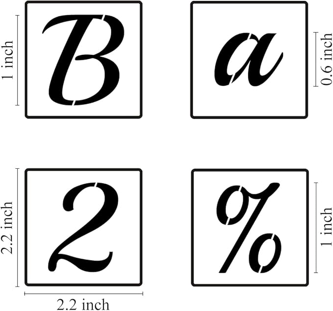 1 Inch Alphabet Letter Stencils for Painting - 70 Pack Letter and Number Stencil Templates with Signs for Painting on Wood, Reusable Cursive Letters Stencils for Chalkboard Wood Signs & Wall Art