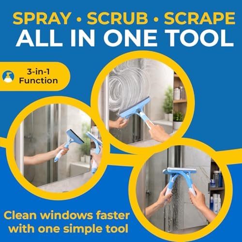 3-in-1 Window Squeegee with Spray Bottle, Handheld Glass Cleaning Tool with - Image 3