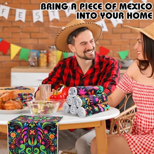 Breling 6 Pack Mexican Kitchen Towels Colorful Floral, 14x21 Inch - Image 4