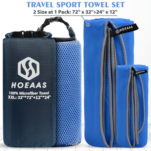 HOEAAS 2 Pack Microfiber Camping Towels, Quick Dry Towel, Super Absorbent Ultra - Image 2