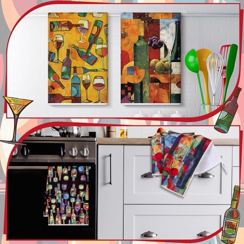 Bencailor 6 Pcs Picasso Wine Kitchen Towels Decorative Sets Dish Towels - Image 4