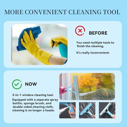 3 in 1 Window Cleaning Scraper, All-Purpose Spray Window Squeegee Cleaner Tool - Image 3
