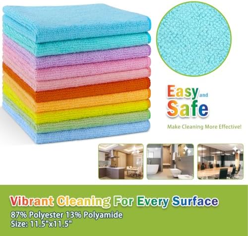 AIDEA Microfiber Cleaning Cloth-20PK, Microfiber Towels, 11.5"×11.5" - Image 6