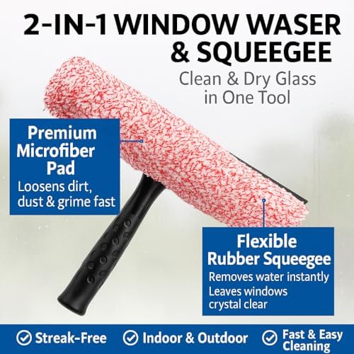 Libman 2-in-1 Window Washer & Squeegee – Premium Microfiber Glass Cleaner - Image 7