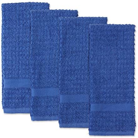 DII Basic Terry Collection Waffle Dishtowel Set, Solid Blueberry, 4 Piece - Image 3