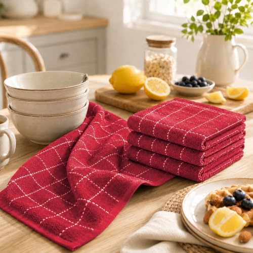Kitinjoy 100% Cotton Kitchen Towels and Dishcloths Set - Image 3