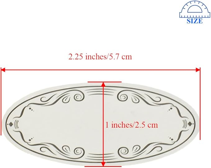 HAHIYO 1*2.25In 150P Oval White Kraft Stickers with Black Artistic Border - Timeless Design Blank Kraft Labels Roll to Write On Durable Dot Stickers for Jar Canning Labels Price Tags Store Organizing