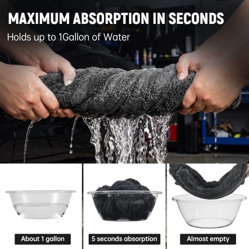 Veco 3-Piece Car Drying Towels, 1300 GSM 70/30 Twist-Loop Microfiber - Image 3