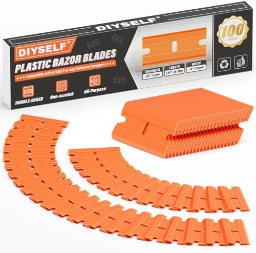 DIYSELF 100 Pack Plastic Razor Blades, Replacement Plastic Scraper Blades by DIYSELF