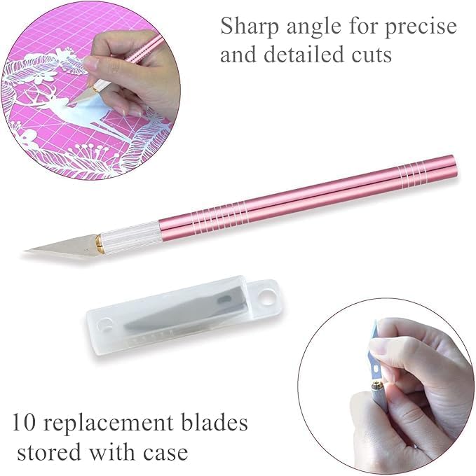 Rotary Cutter Set Pink- Quilting Kit incl. 45mm Fabric Cutter, 5 Replacement - Image 3