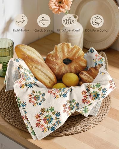 Miss Adola 2 Pack 150GSM Flour Sack Kitchen Towels, Starburst Design - Image 2
