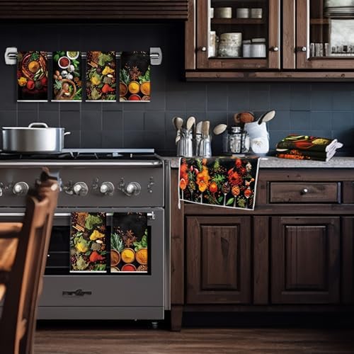 Breling 6 Pack Kitchen Dish Towels, Colorful Spices Print 14x21 Inch - Image 3