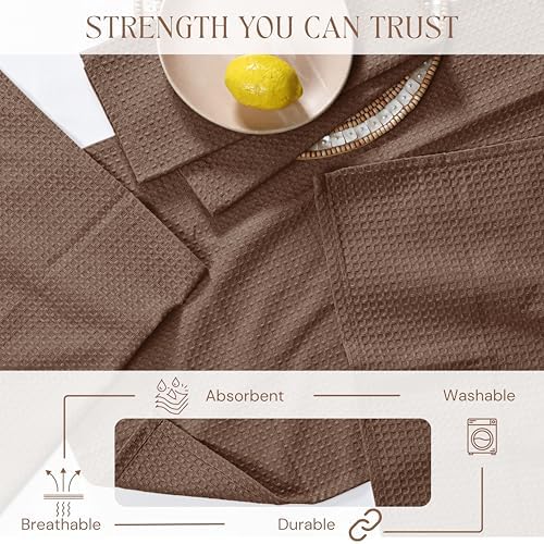 Brown Kitchen Towels – Waffle Weave, 100% Cotton, Soft & Absorbent, Fast Dry - Image 3