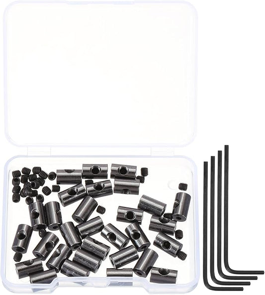 MECCANIXITY 30 Pcs Metal Locking Pin Backs, Locking Pin Keepers Locking Clasp 9mm(H) with 4 Wrench Replacement in Storage Case for Badge, Brooch, Black Tone