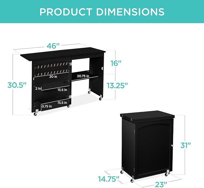 Best Choice Products Folding Sewing Table Multipurpose Craft Station & Side Desk - Image 2