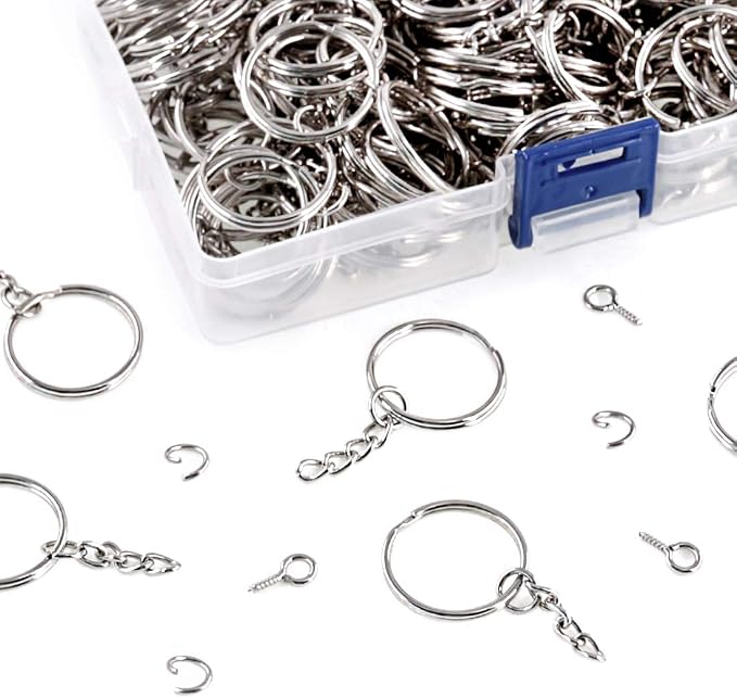 Swpeet 450Pcs 1" 25mm Sliver Key Chain Rings Kit, Including 150Pcs Keychain - Image 7
