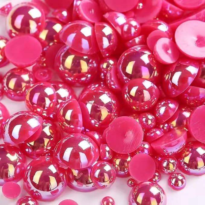 1000PCS Mixed Sizes 3/4/5/6/8/10mm Flatback Half Round Pearls Gems by Unknown