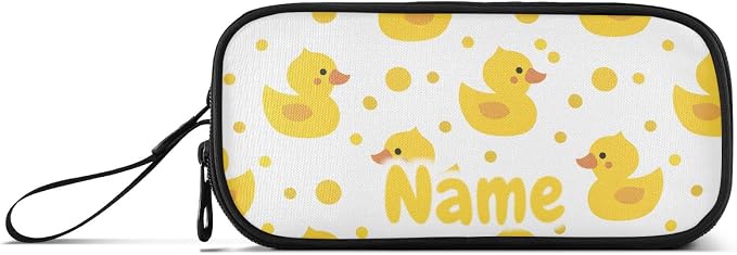 Custom Cute Yellow Ducks Pencil Case Box Boys Girls Personalized Name Large - Image 6