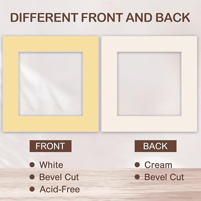 15 Pack 12x12 Picture Mats, Mixed Colors Frame Mattes for 8x8 Pictures Photo Frame Mat Core Bevel Cut Mat Board Show Kit for Photos, Prints, Artworks