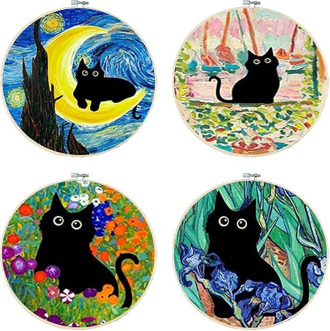 4 Pack Stamped Cross Stitch Kits by DIYHomeDecor
