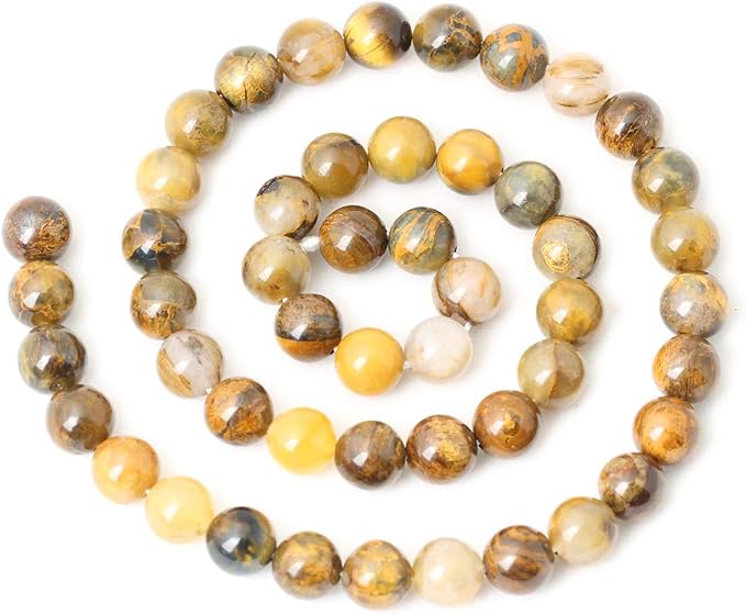 45PCS 8mm Natural Golden Pietersite Gemstone Round Loose Beads Stone Beads - Image 2
