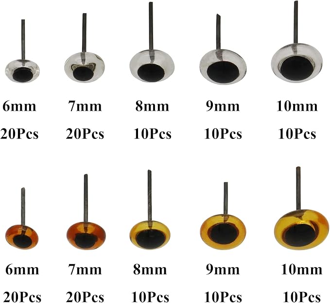 140Pcs Needle Felting Eyes 6-10mm mini Glass Amber - Image 2