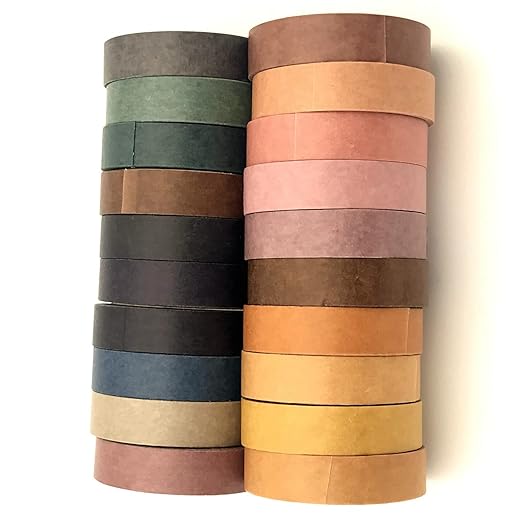 20 Rolls Washi Tape Set,10 mm x 5m Decorative Colored Masking Tapes for Scrapbooking, Bullet Journals, Junk Journal, Planners, DIY Crafts, Gift Wrapping