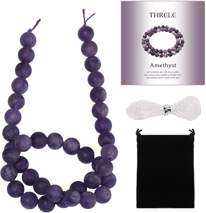 10mm Matte Amethyst Bead, 15-Inch Matte Round Loose Stone Beads by THRELE