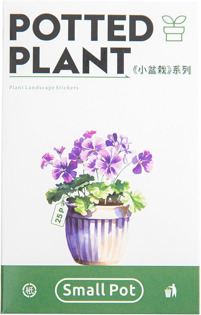 150Pcs Potted Plant Stickers, Botanical PET Stickers for Scrapbooking, DIY Crafts, Journaling, and Junk Journal Ephemera with Organizer