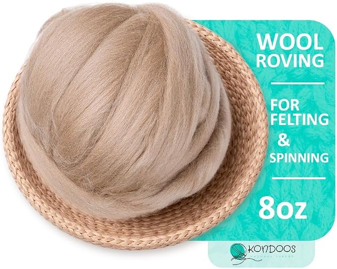 Colored Natural Wool roving, 8 OZ. Best Wool by Kondoosnaturalfibers