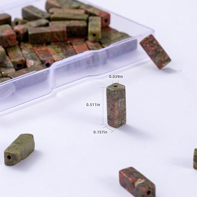 Natural Unakite Rectangle Tube Beads 4x13mm 38cm/str Loose Semi Gemstone Stone Beads for Making Bracelets Necklace Earrings