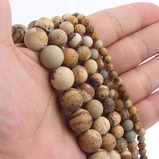 10mm Matte Picture Jasper Bead, 15-Inch Matte Round Loose Stone Beads - Image 8