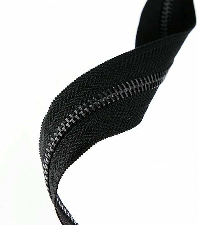 #5 Metal Zippers by The Yard Bulk 2 Yards Black Tape with 10 pcs Sliders Black Nickel Teeth Handmade Zipper for Sewing Craft Bag Backpack, Wallets, Purses Leekayer
