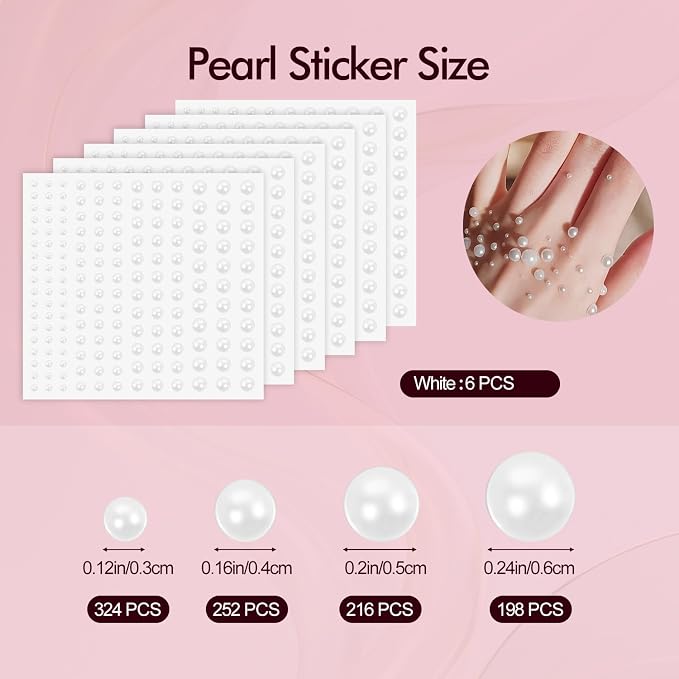 990pcs Self-Adhesive Pearl Stickers - Image 2
