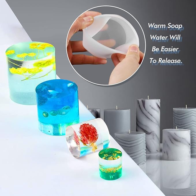 4 Pcs Cylinder Candle Molds for Candle Making, Silicone Candle Molds | Pillar - Image 6