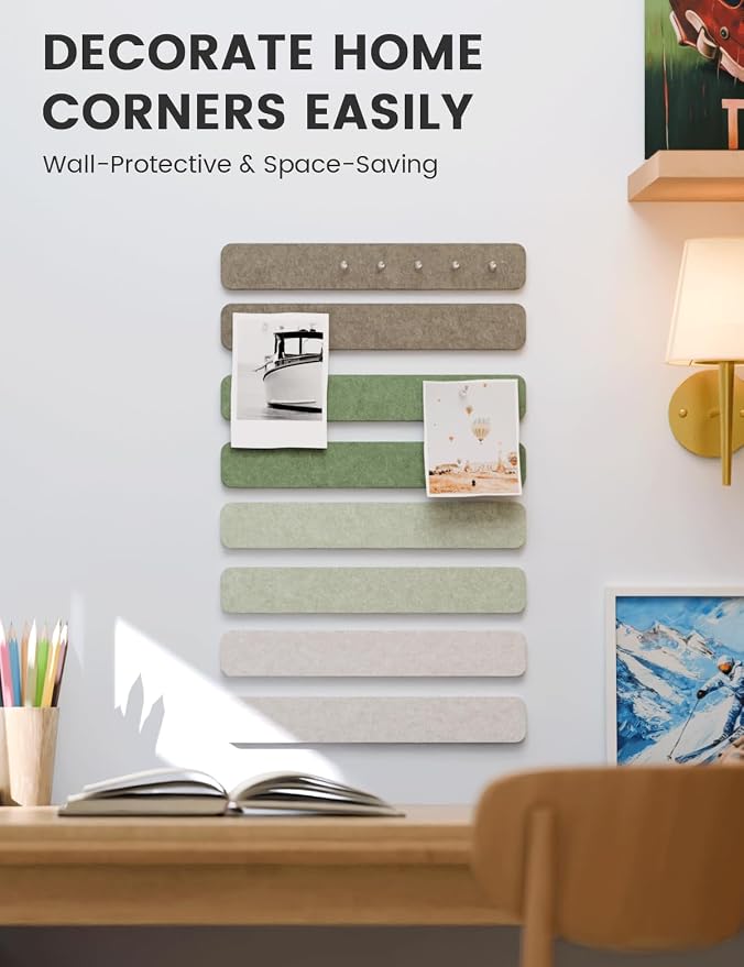 Fluxynara Cork Board Alternative Felt Strip Board 8-Pack 13"x2", Office Pin - Image 4