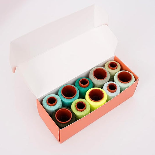 10 Pcs Sewing Thread, All Purpose Sewing Thread, 10 Spools Assorted Colors Each 800 Yards of Polyester Threads for Sewing Machine, Hand Stitching, Quilting, Serger (Green Color System)