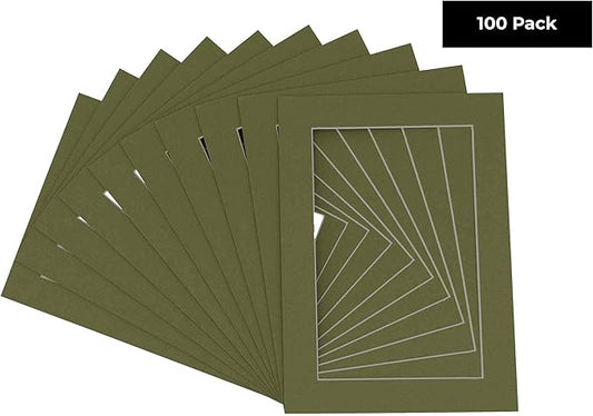 11x14 Mat for 8.5x11 Photo - Precut Dill Green Picture Matboard for Frames Measuring 11 x 14 Inches - Bevel Cut Matte to Display Art Measuring 8.5 x 11 Inches - Acid Free Pack of 100 MATS