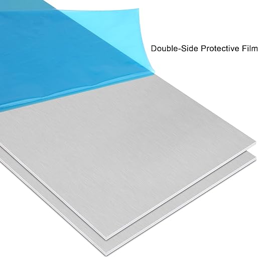 2Pack 6061 T651 Aluminum Sheet Metal 6" x 12" x 1/16"(0.06”) Flat Plain Thin Aluminum Plate Covered with Protective Film, 1.5mm Heat Treatable Rectangle Aluminum Metal Plate for Crafting, lndustry