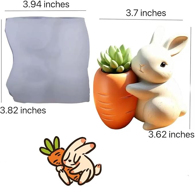 Animal Resin Molds Silicone 3D Cute Rabbit Epoxy Resin Plaster Candle Holder Wax Molds for Candle Making, Art Crafts DIY Unique Display Home Decor