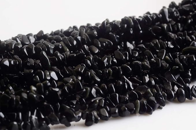 Natural Chip Stone Beads Black Obsidian Onyx 5-8mm About 400pieces Irregular - Image 4